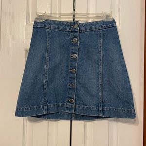 Button Down Denim Mini Skirt